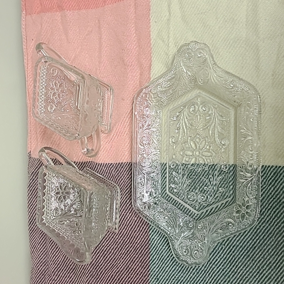 Indiana Glass Dining Vintage Floral Indiana Glass Tiara Sandwich Sugar Creamer Tray Set